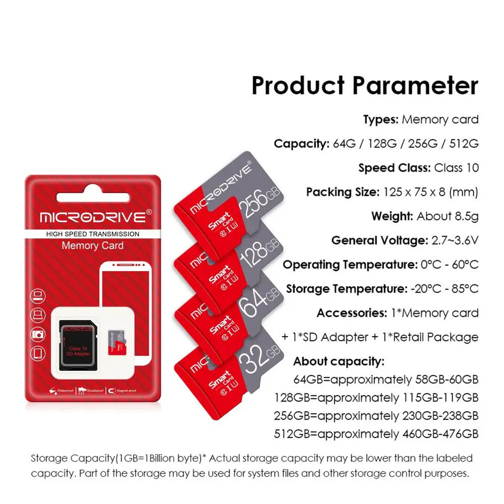 TF Card 4GB 8GB 16GB 64GB Class 10 Micro Flash Memory Card 32GB 128G 256G 512GB cartao de memoria mini sd card gift adapter