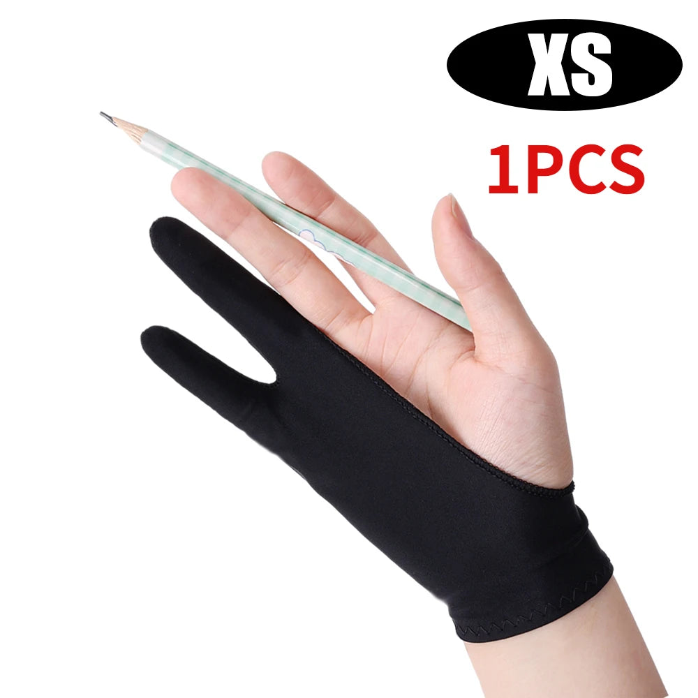 1-4Pcs Two-finger Artist Glove Palm Rejection Tablet Drawing Gloves for iPad Pro Air Graphic Tablet Smudge Guard Painting Gloves