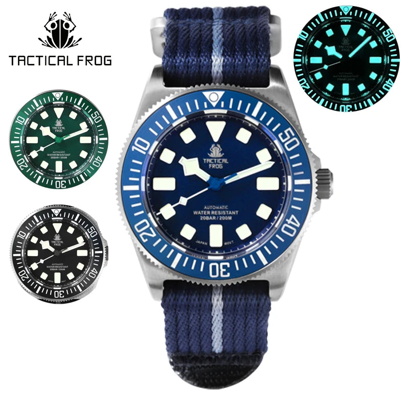 Tactical Frog Titanium Dive Watch Men 42mm NH35 Automatic Mechanical Movement Sapphire Glass 200M Waterproof BGW-9 Luminous