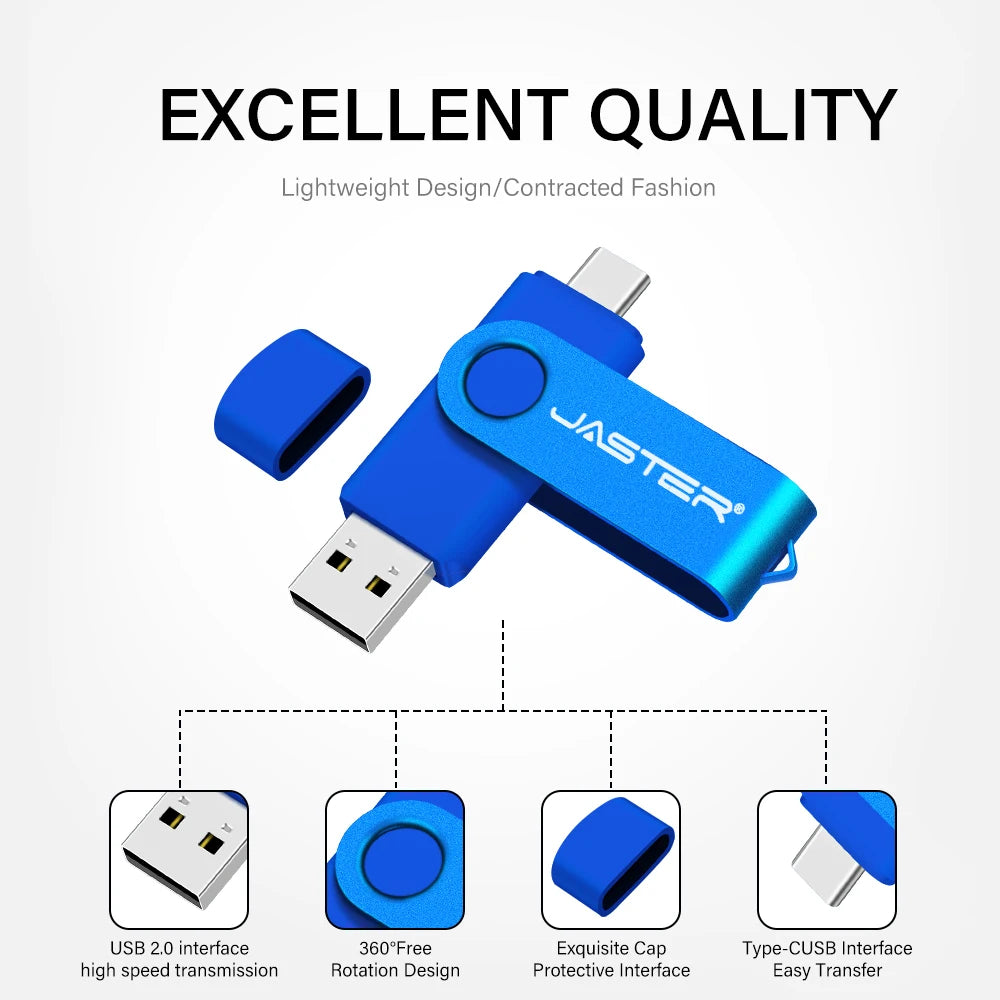 High Speed TYPE-C USB 3.0 Flash Drive 64GB Rotatable OTG Pen Drive 32GB 128GB 256GB Memory Stick for Mobile Phone Black Pendrive