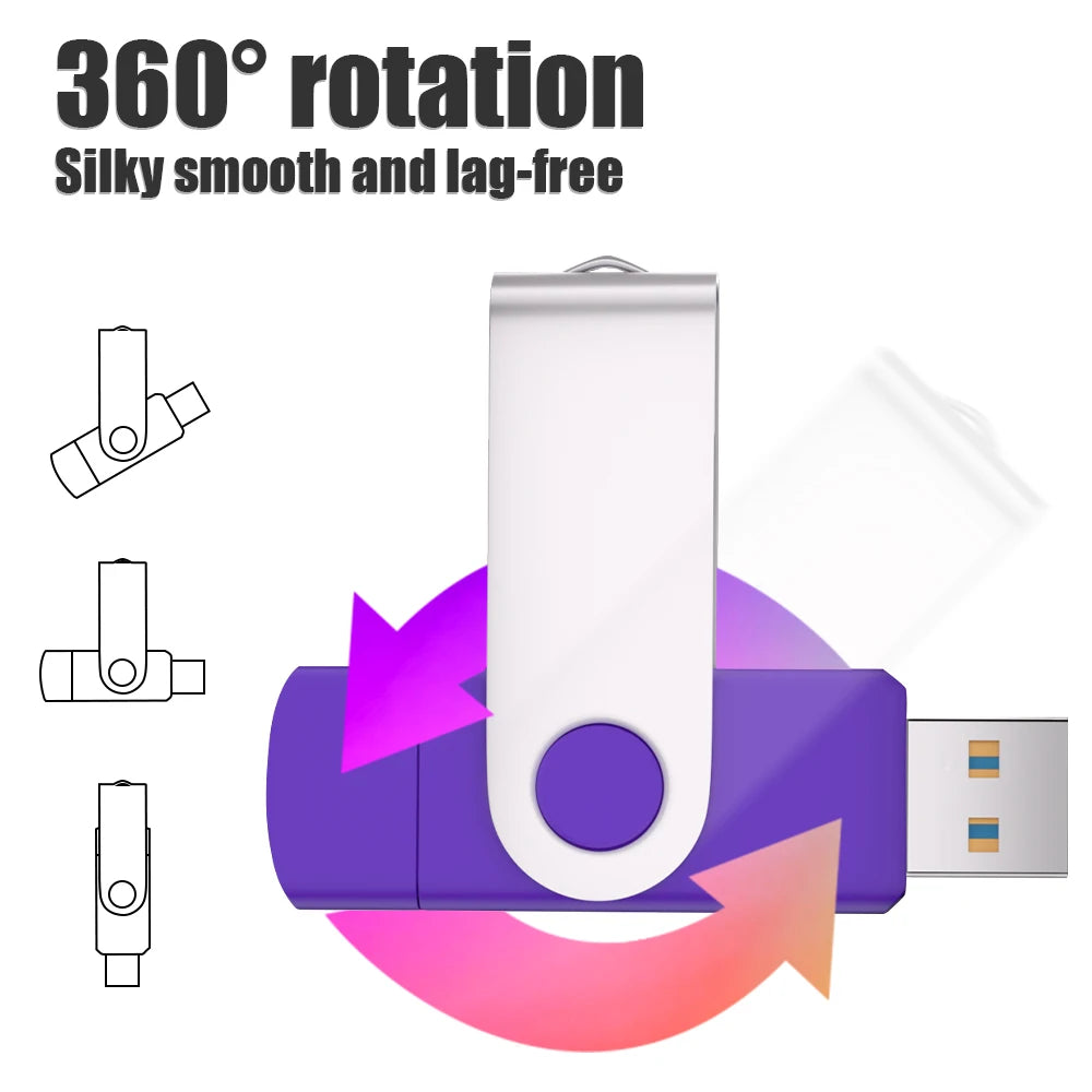 Rotable Usb 3.0 Type C Flash Drive 128GB 32GB 16GB Pen Drive high-capacity Pendrive 64GB 4G OTG 2 IN 1 Creative gift Usb Stick
