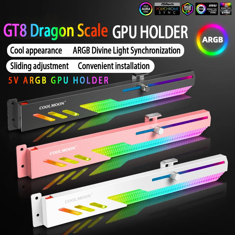 GT8 Dragon Scale Horizontal Mounted Graphics Card Bracket ARGB Desktop Computer Fixed Graphics Card Companion Support Bracket