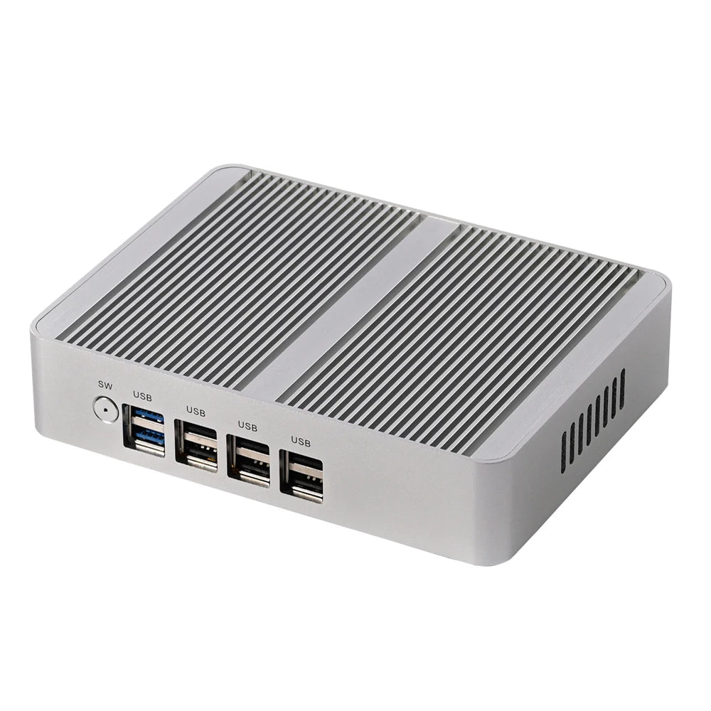 Fanless Mini PC 12th gen Intel Celeron N100 Desktop Gaming Computer DDR4 Support wifi6 3*Screen 2*HDMI 1*DP Windows11 2*LAN