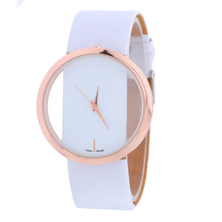 Fashion Women Watches Famous Hollow Ladies Wrist Watch Women Transparent Leather Strap Quartz Watch Relogio Feminino Clock