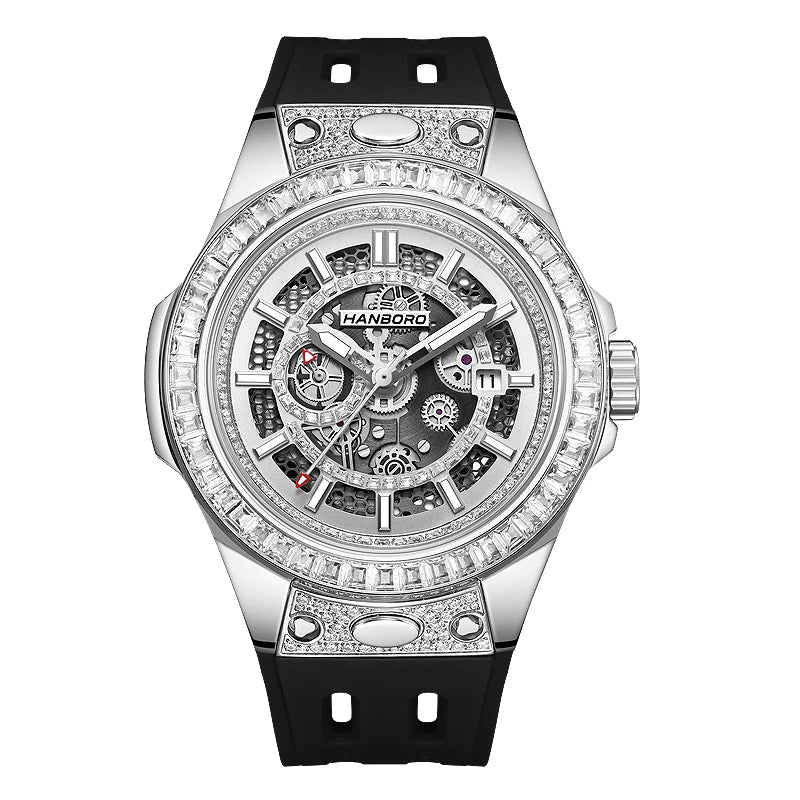 HANBORO super Bang Collection Fashion Light Luxury Quick Release Replaceable Strap Men's Automatic Mechanical Watch