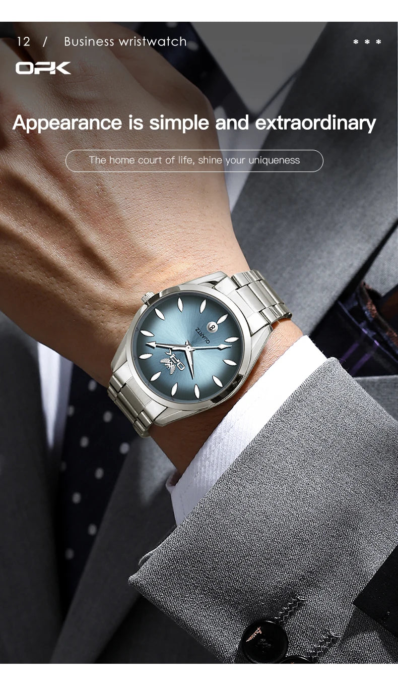 OPK 6038 Couple Watches Stainless steel Belt Deep Waterproof Calendar Hand Clock