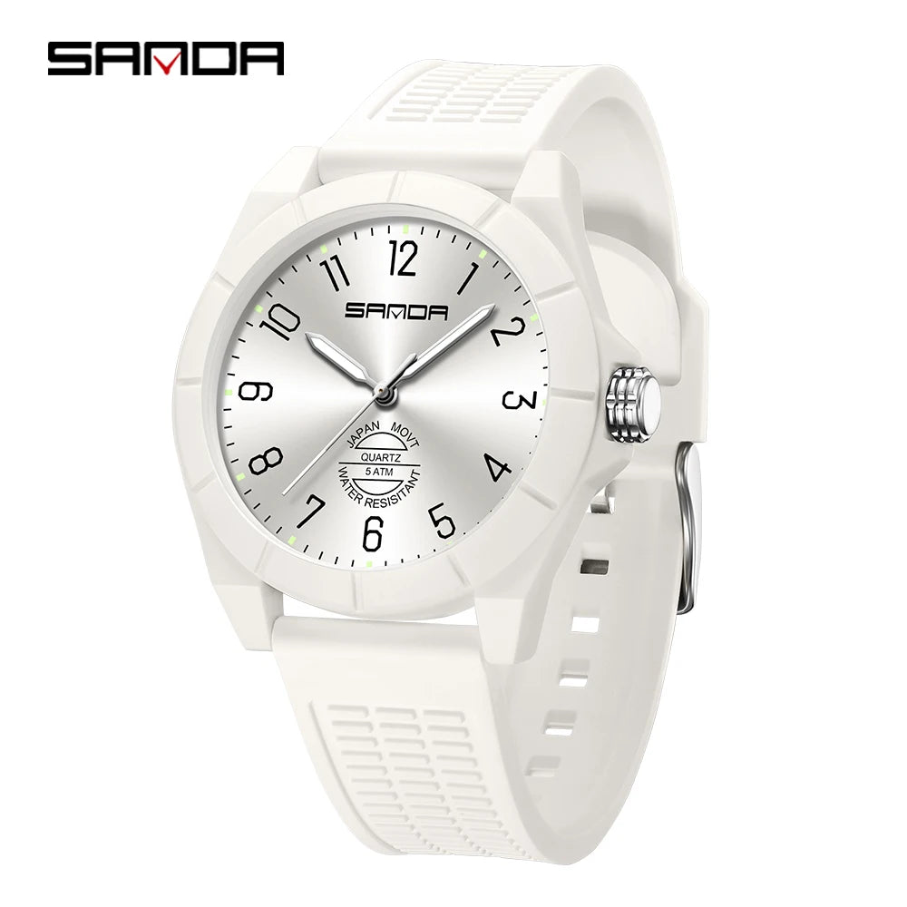 Fashion SANDA 6212 Student Quartz Electronic Watch Silicone Strap Multifunctional Sports Waterproof Student Quartz Watch