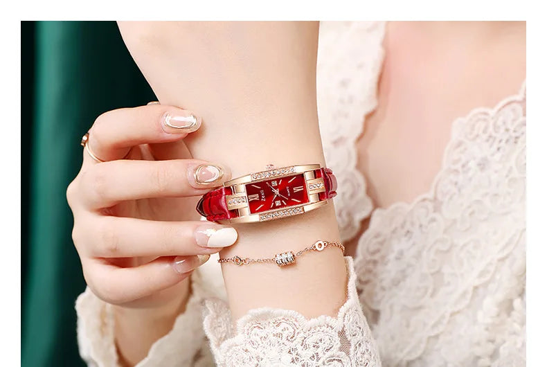 2022 New Women Fashion Quartz Watch Bracelet Set Green Dial Luxury Women Watches Simple Rose Gold Mesh Ladies Watch Dropshipping