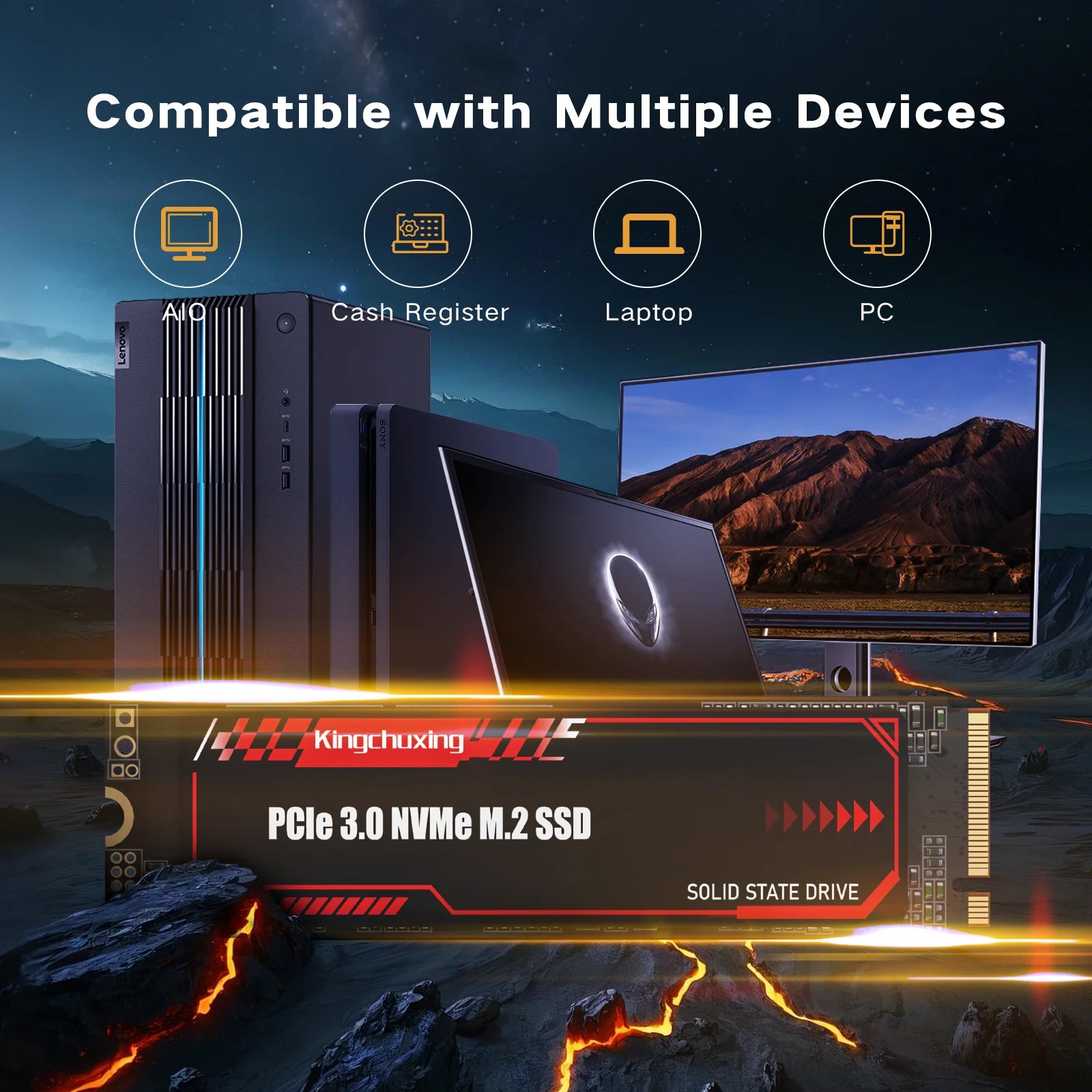 Kingchuxing SSD Nvme M2 Pcie Gen3x4 PCIe3.0 2280 2TB 1TB 512GB Laptop PC Desktops
