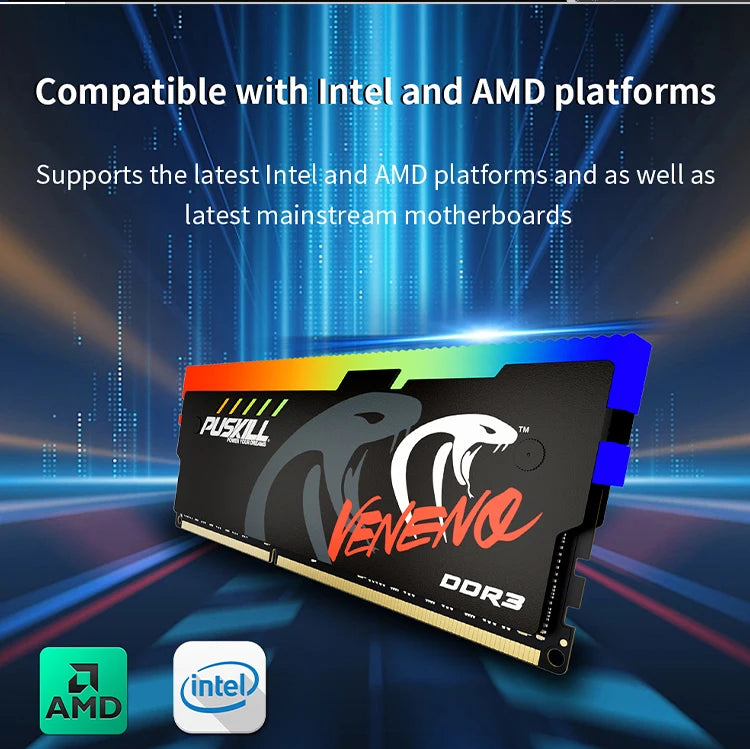 PUSKILL Memoria RAM DDR3 1600MHz 8GBx2 RGB PC3 Dual-Channel Desktop DIMM Memory Rams