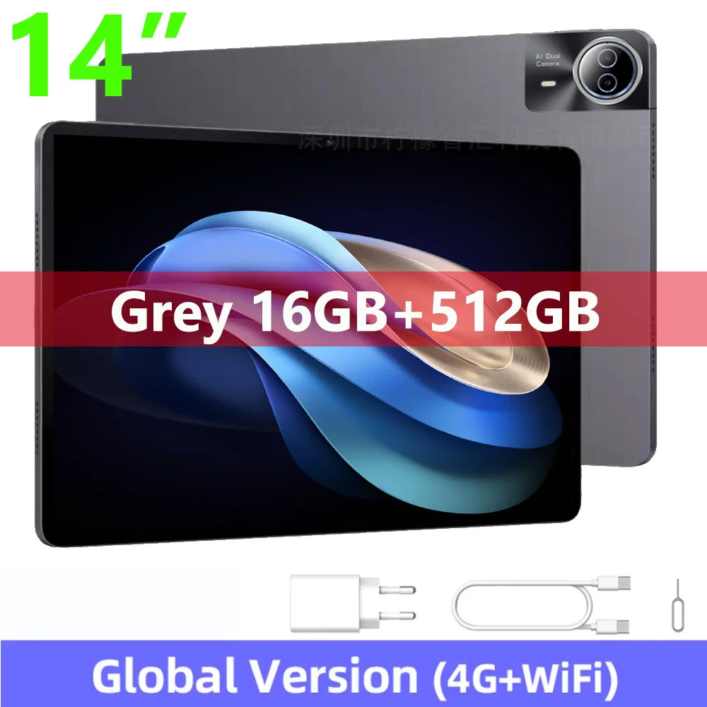 Nenmone Mpad15 Real 14" FHD Display Android 14 Tablet 14 Inch 4G LTE Unisoc T616 Octa Core 16GB RAM 512GB ROM 12000mAh Battery