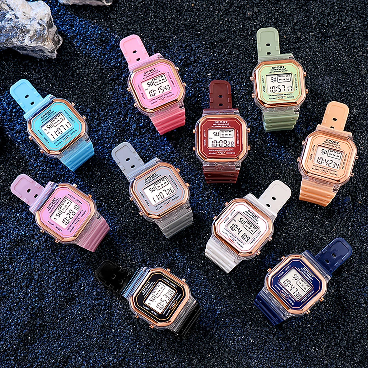 New Children's LED Digital Watch Student Multi Functional Outdoor Sports Watch Minimalist Men's and Women's Electronic Watch