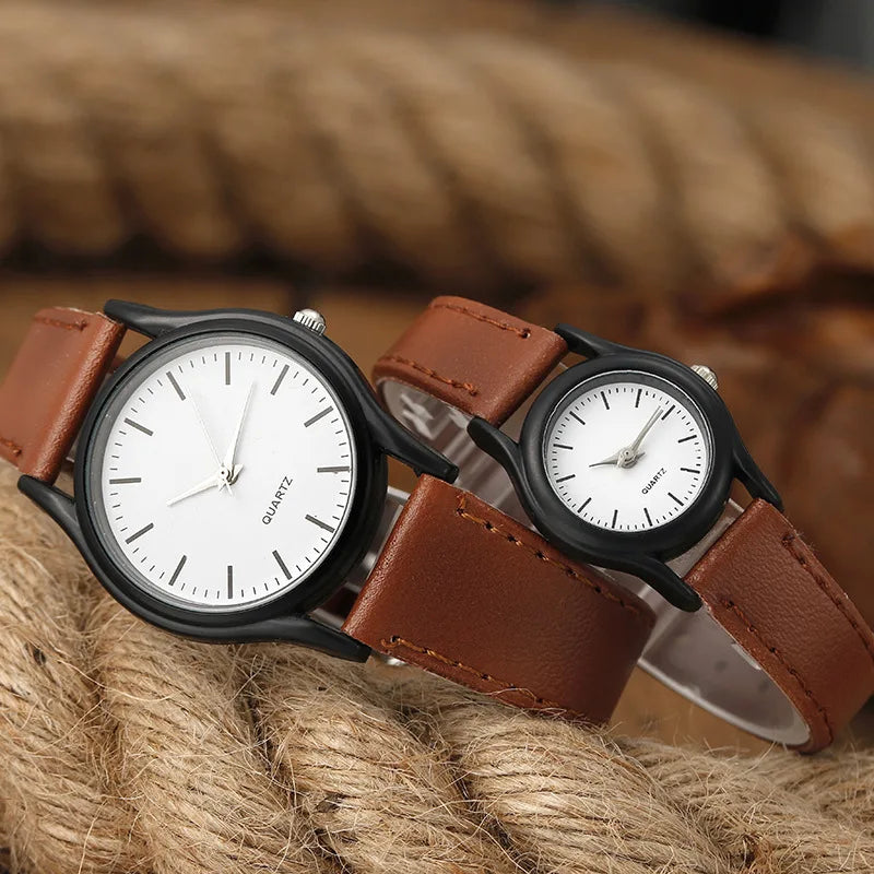 Simple Vintage Classic Couple Watches 2025 Women for Men Watches New Leather Strap Quartz Wristwatches Relogio Montre