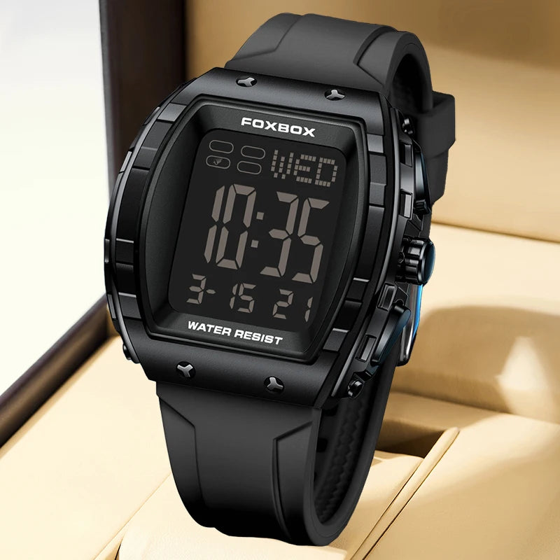 New Fashion FOXBOX Electronic Man Watch Outdoor Casual Sports Digital Clocks Waterproof Luminous Alarm Calendar Watches for Men