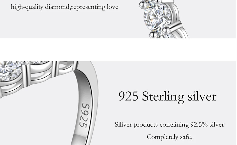 PERFANY 3mm All Moissanite Ring for Women S925 Pure Silver V-shaped GRA Certified Diamond Fashion Luxury Party Jewelry