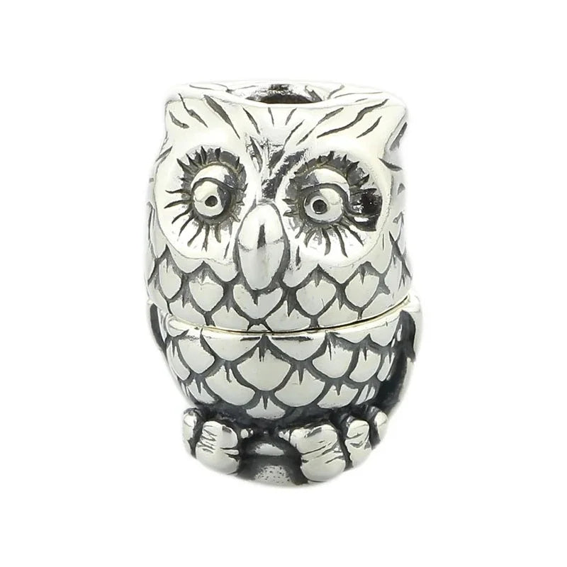 Real 925 Sterling Silver Beads Butterfly Skull Owl Conch Fish Charm Spacer Fit European Troll 3.0mm Bracelet Jewelry Original