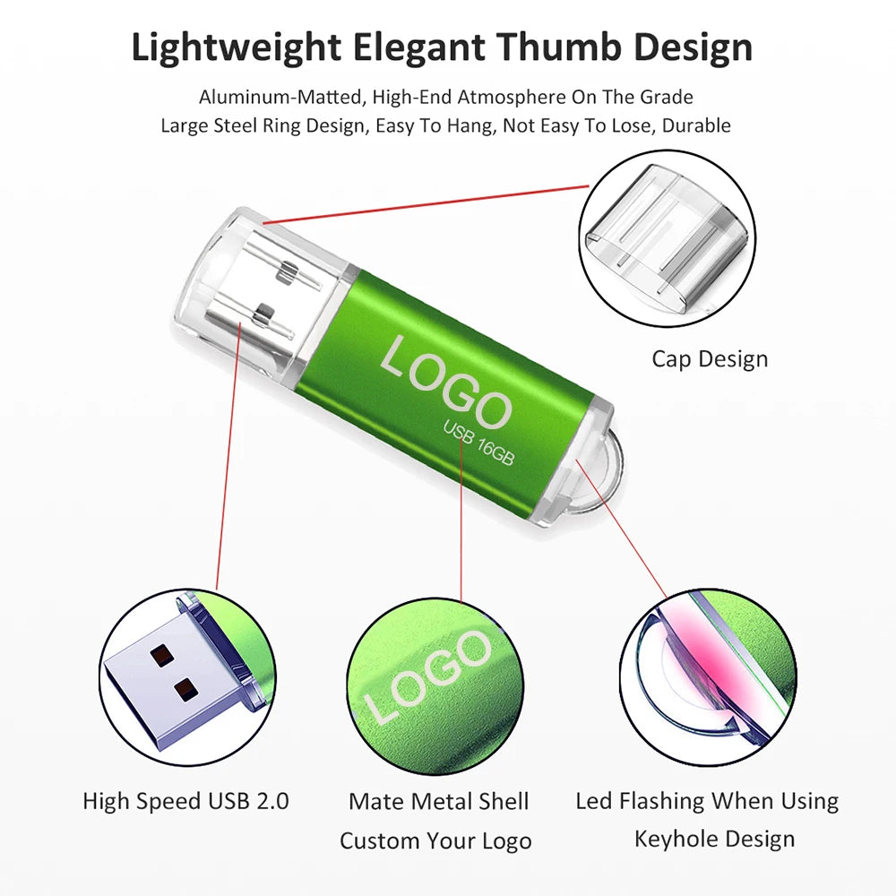 Wholesale Pen Drive 64GB USB Flash Drive 1GB 2GB 4GB 8GB 16GB Pendrives Usb Stick 32GB Memory Stick 128MB Free Custom Logo Gift
