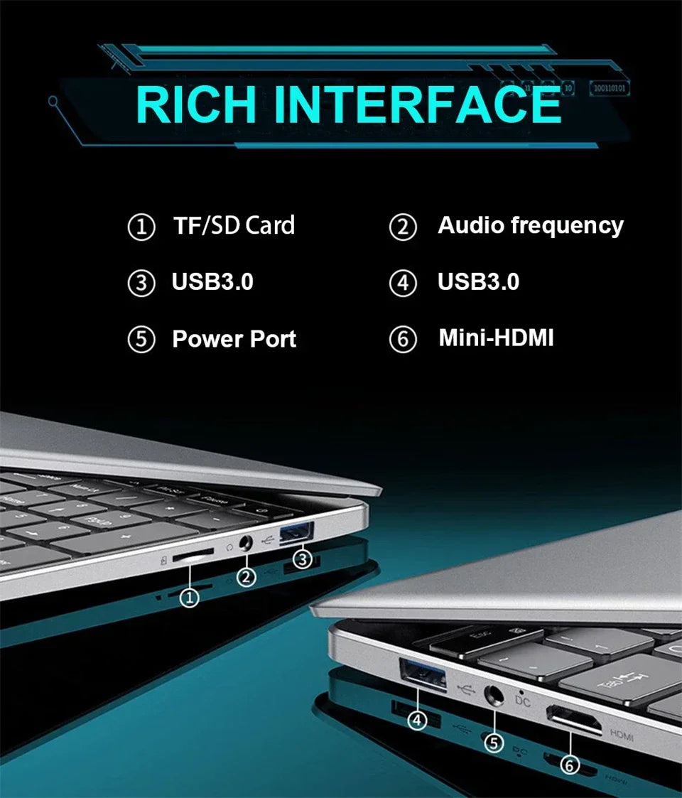 15.6" Intel Core i7 8500Y Windows 11 Pro Laptops Fingerprint unlock 16GB RAM 1TB SSD Office Gamer Study notebook Computer PC