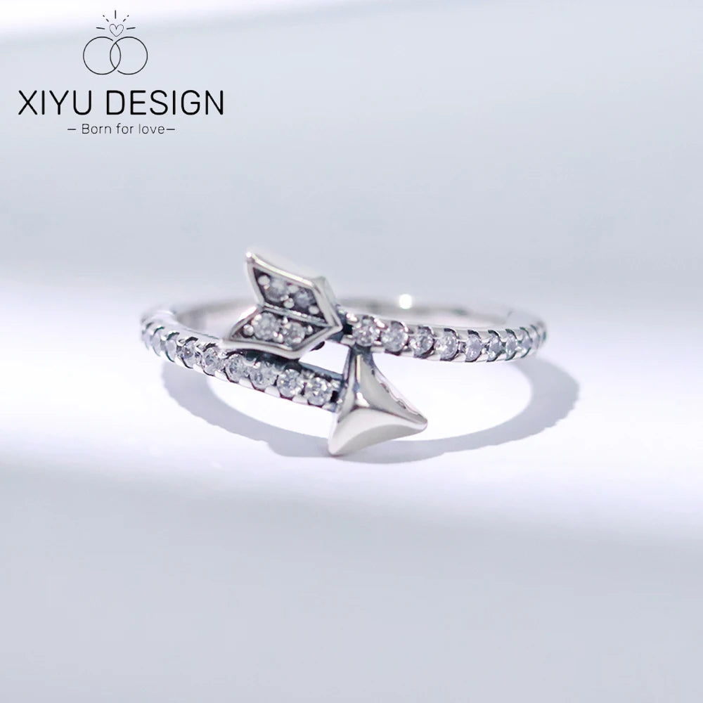 NEW 925 Silver Sparkling Cupid's Arrow Ring Original S925 Finger wedding Ring DIY Women Fine Jewelry Gift