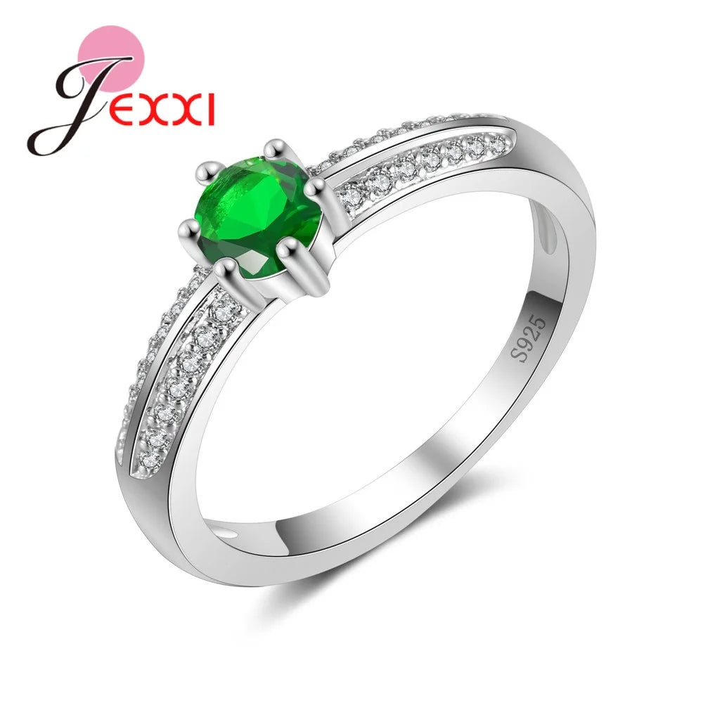 Brand Finger Wedding Rings Multicolor Cubic Zircon With Crystals Women Engagement 925 Sterling Silver Color Ring Jewelry Lovely