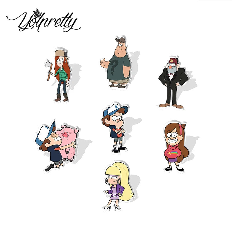 2024 New Arrival Fashion Gravity Falls Cartoon Movies Mabel Dipper Acrylic Lapel Pin Handcraft Jewelry Badge Pins Gifts