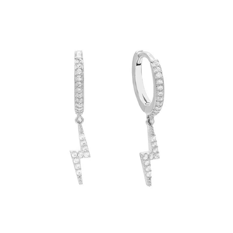 ROXI Baroque Lightning Cross Stars Hoop Earrings for Women Zircon Crystals Sterling Silver 925 Jewelry Cartilage Pendientes