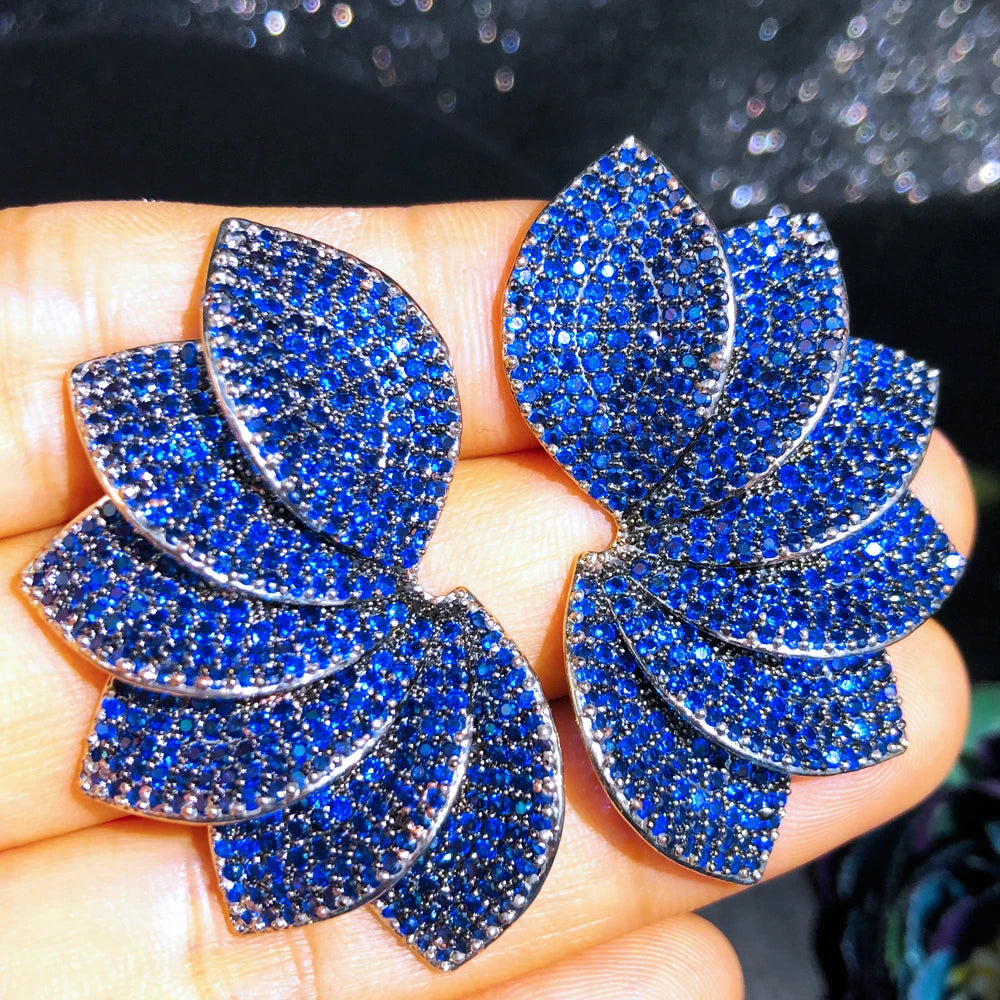 Missvikki New Luxury Leaves Petals Earrings Fashion for Romantic Women Daily Wedding Trendy Jewelry Accessories High Quality