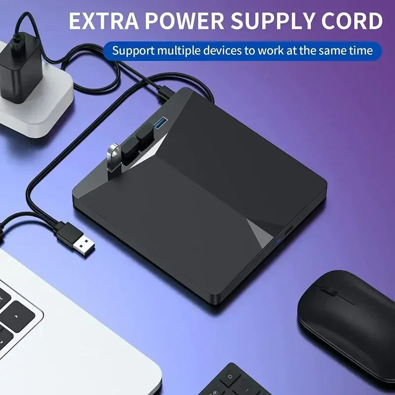7-in-1 Portable DVD Drive USB 3.0 Type-C External RW CD Burner Drive Burner Reader Player Optical Drives For Laptop PC Netbook
