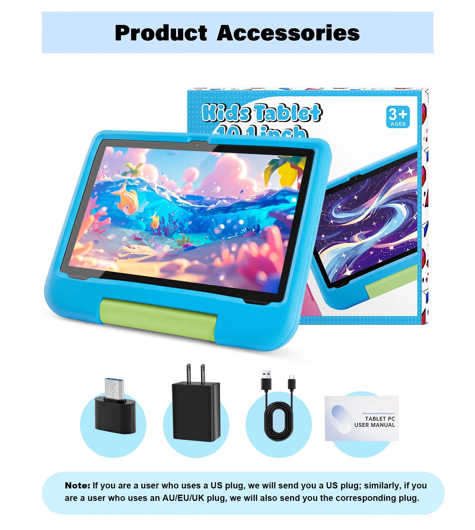 ANRY 10.1 Inch 2025 Children's Tablet 5000Mah Octa-Core 4GB+4GB Expand RAM 64GB ROM CPU A523 Learning Education Kids Tablets
