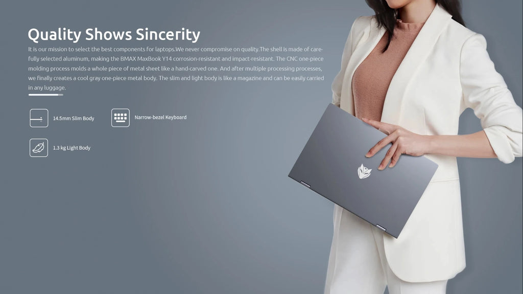BMAX Y14 Laptop 14 inch Notebook Windows 11 16GB RAM LPDDR5 512GB SSD 1920*1080 IPS Intel N100 laptops Computer