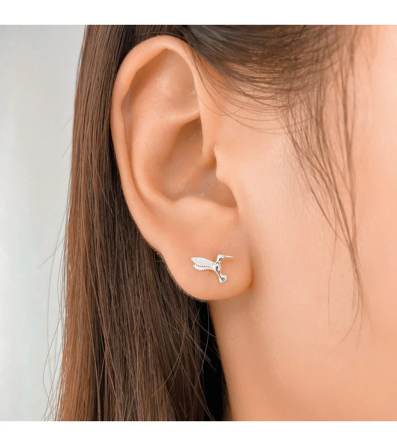 Trustdavis Real 925 Sterling Silver Fashion Sweet Animal Birds Screw Stud Earring For Women Wedding Party Fine Jewelry DB1141