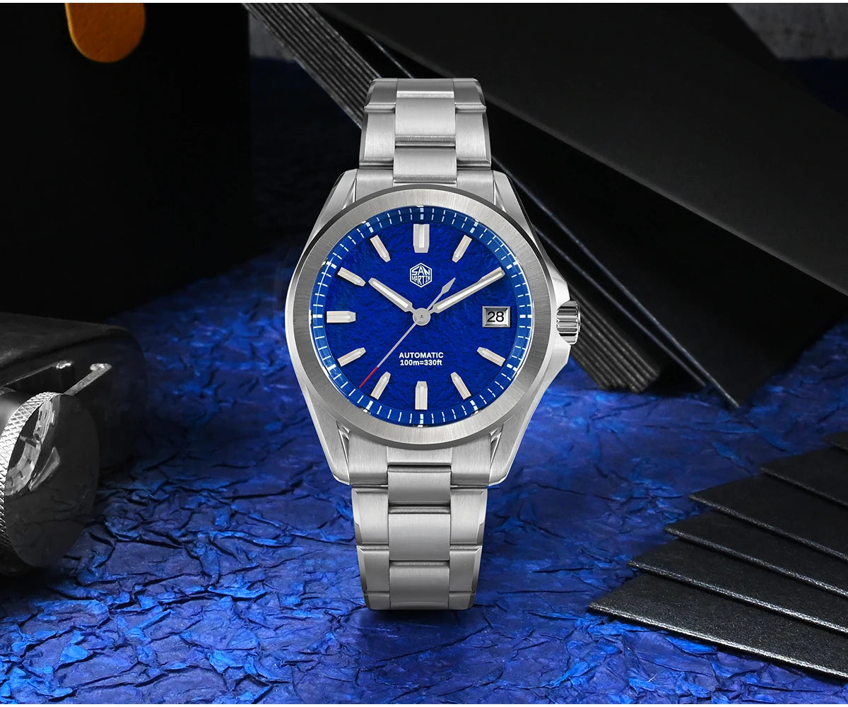 San Martin Men Automatic Watch 39mm Mechanical Wristwatch Diver 10ATM Waterproof Luminous Sapphire NH35 Oil Pressed Dial