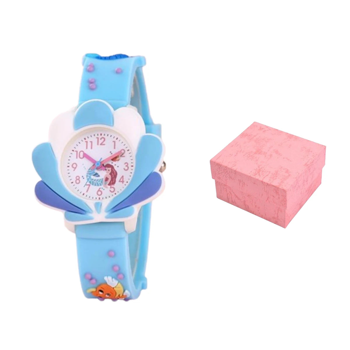1/2/4pcs-Mermaid 3D Cartoon Shell Watch - Enchanting Colorful Design for Christmas Gifts, Watches, and Bracelets Set for Girls