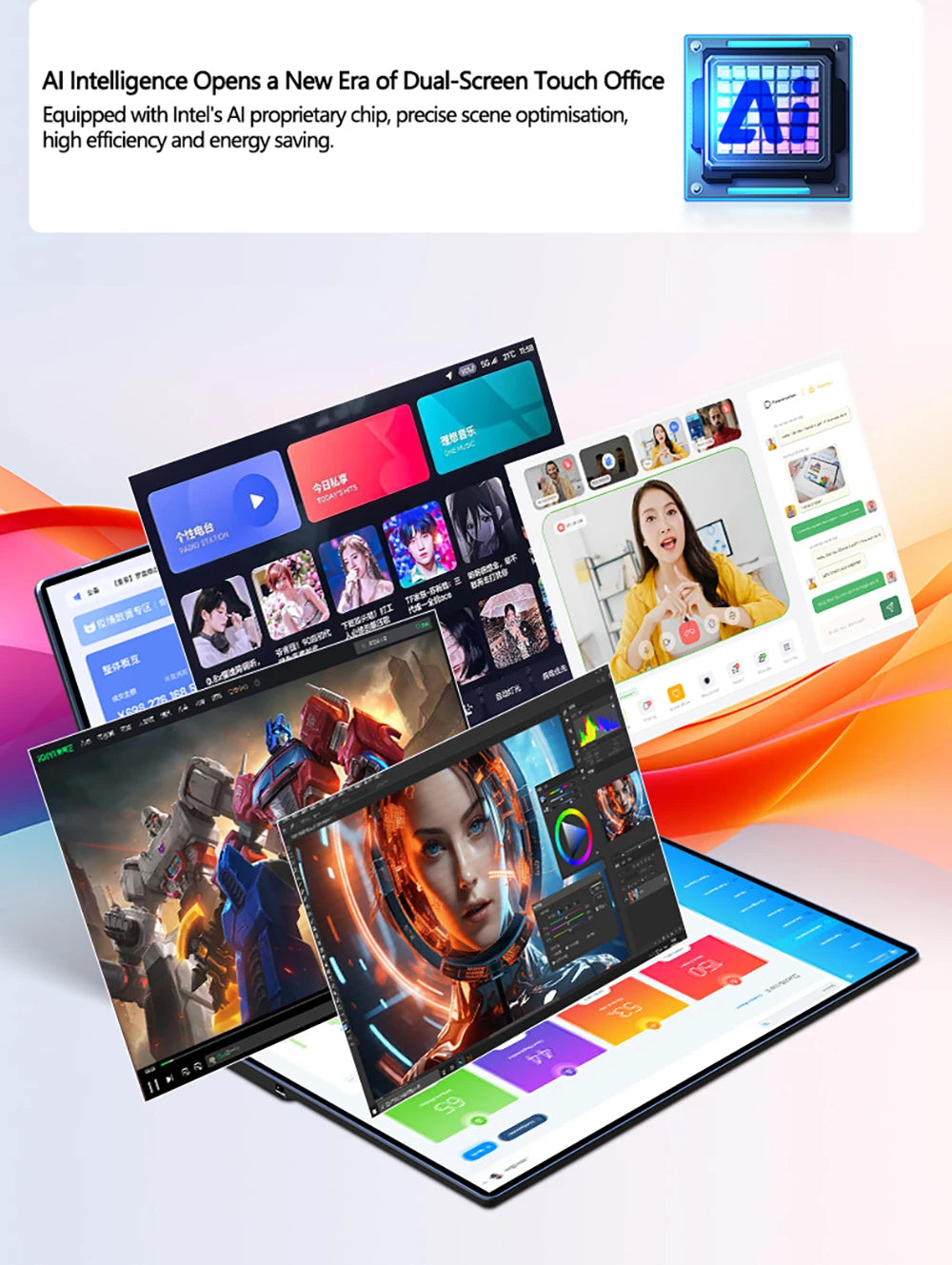 Laptop 14 inch dual touch screen Intel Celeron N5805 8GB RAM 2TB SSD, 4700mAh high-definition camera 1920 * 1200 portable