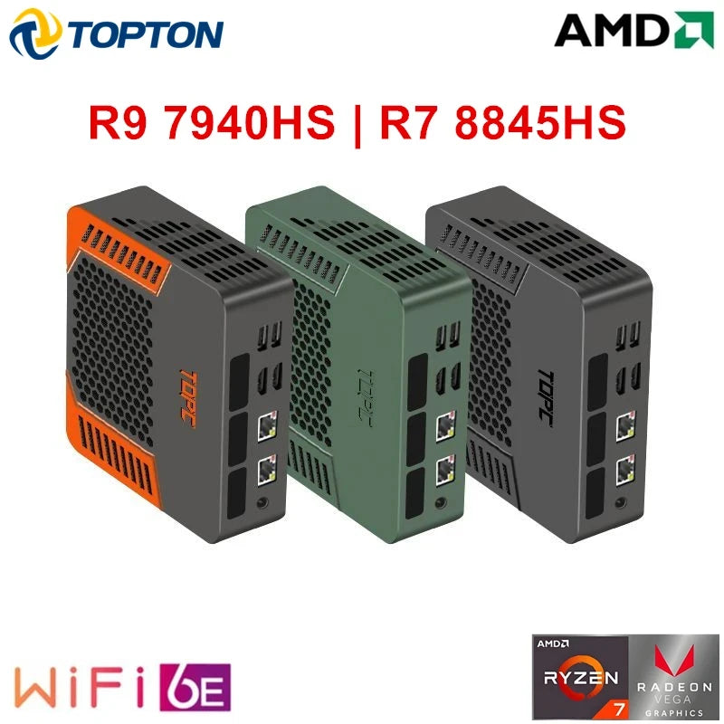New TOPC AMD Ryzen 9 8945HS R7 8845HS Mini PC USB4.0 Dual LAN 2xDDR5 PCIe4.0 Windows 11 Pocket Cheap Gaming Mini Computer WiFi6E