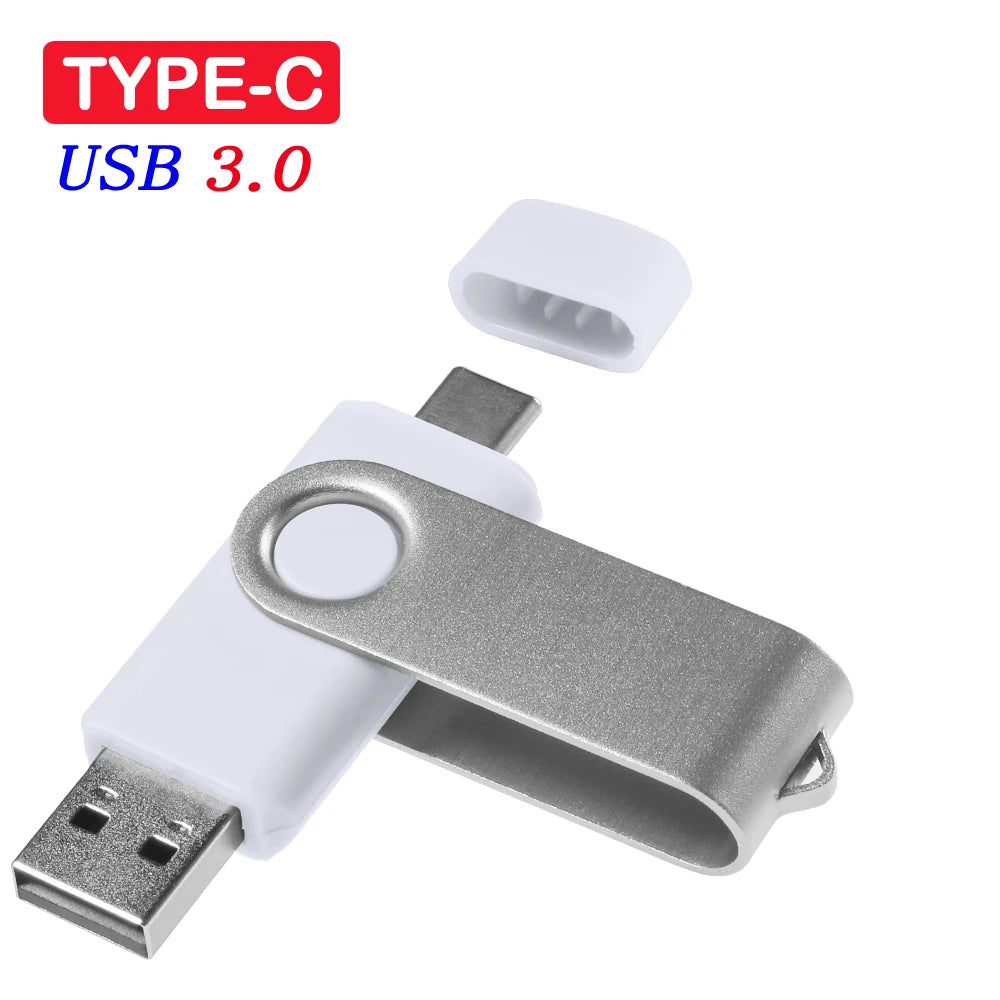 High Speed TYPE-C USB 3.0 Flash Drive 64GB Rotatable OTG Pen Drive 32GB 128GB 256GB Memory Stick for Mobile Phone Black Pendrive