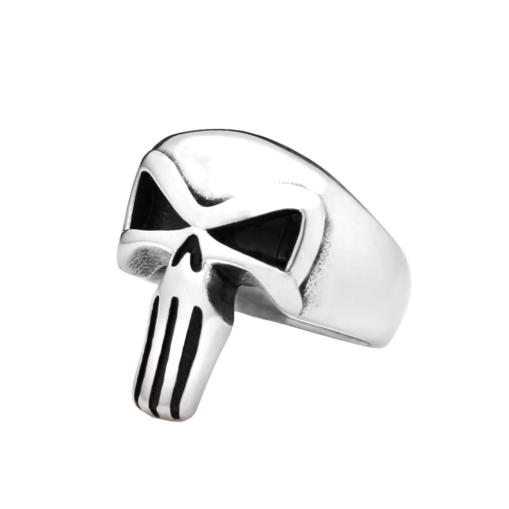 Fashion Punk Skull Rings Stainless Steel Simple Punisher Rings For Men Biker Unique Gothic Amulet Jewelry Gifts Dropshipping