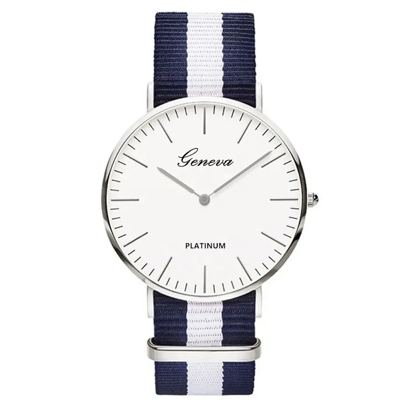 Fashion Women's Watch Top Brand Stripe Nylon Band Analog Quartz Wristwatch for Woman Simple Luxury Ladies Clock Gift Reloj Mujer