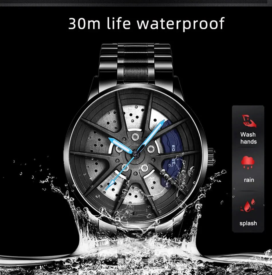 Fashion Mens Watches Luxury Quartz Men Wrist Watch Waterproof Luminous Stainless Steel Watch Bracelet Clock