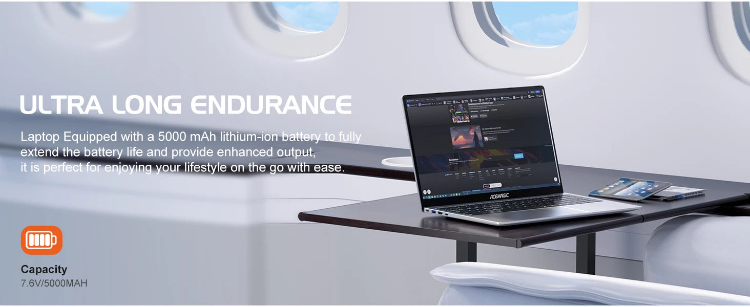 ACEMAGIC 15.6" Ultra Slim Laptop 16GB RAM 512GB SSD Intel N97 Notebook Gamer 1920*1080 Display Office Study Computer Windows 11