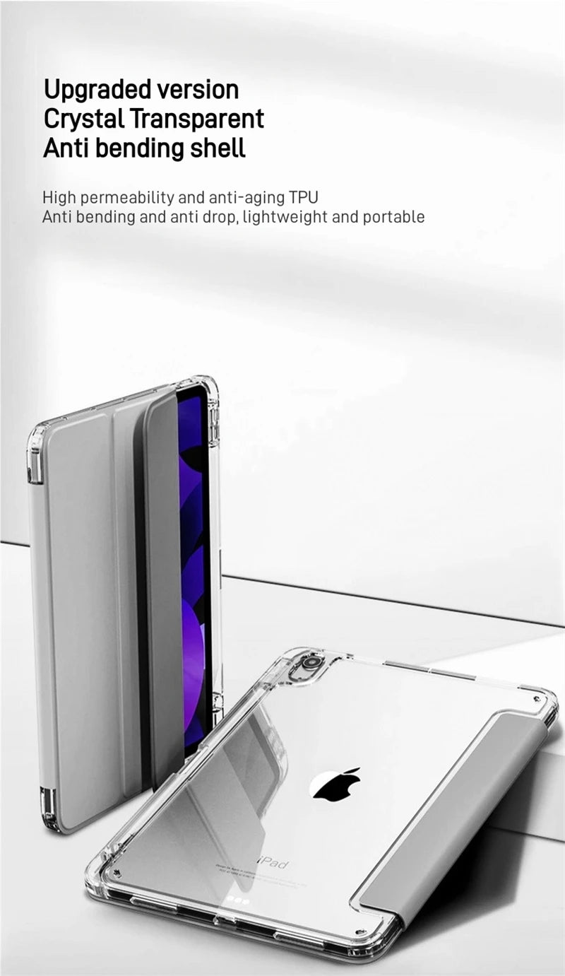 For Xiaomi Redmi Pad 2 2025 Case 11 inch with Pencil Holder Tri-Folding Clear Soft TPU Back Tablet for Redmi Pad 2 2025 Cover