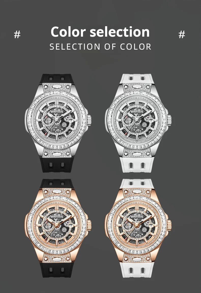 HANBORO super Bang Collection Fashion Light Luxury Quick Release Replaceable Strap Men's Automatic Mechanical Watch