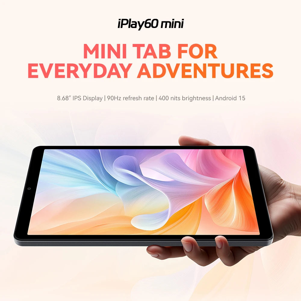 ALLDOCUBE iPlay 60 mini Tablet 8.68inch Android 15 12GB(4GB+8GB Virtual) RAM 64GB ROM Unisoc T606 Dual 4G LTE 90Hz IPS