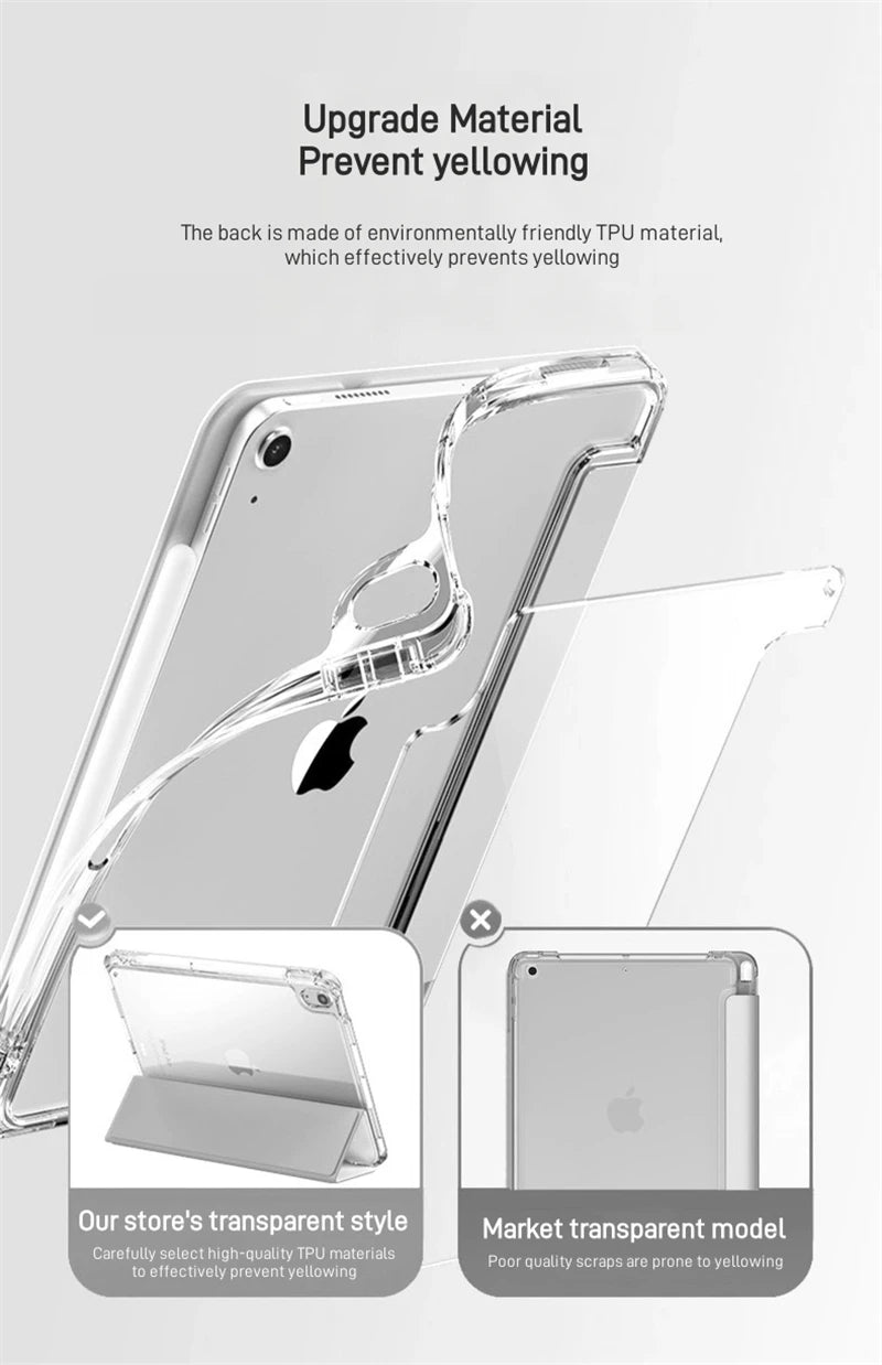 For Xiaomi Redmi Pad 2 2025 Case 11 inch with Pencil Holder Tri-Folding Clear Soft TPU Back Tablet for Redmi Pad 2 2025 Cover