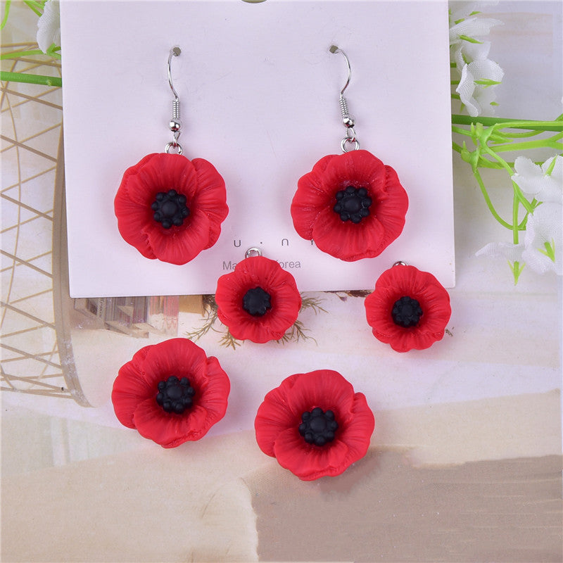 10pcs/20pcs/pack Poppy Charms for Anzac Day Resin Flower Jewlery Charms  for Bracelet Eearring DIY Making
