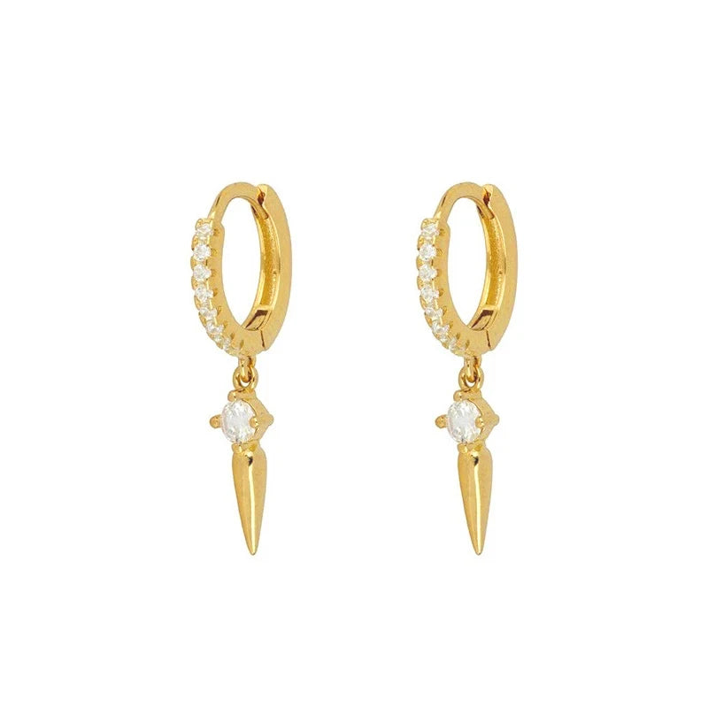 ROXI Baroque Lightning Cross Stars Hoop Earrings for Women Zircon Crystals Sterling Silver 925 Jewelry Cartilage Pendientes