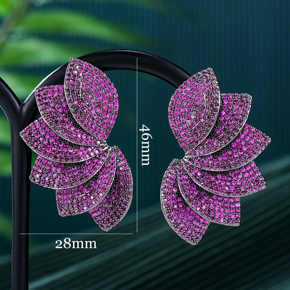 Missvikki New Luxury Leaves Petals Earrings Fashion for Romantic Women Daily Wedding Trendy Jewelry Accessories High Quality