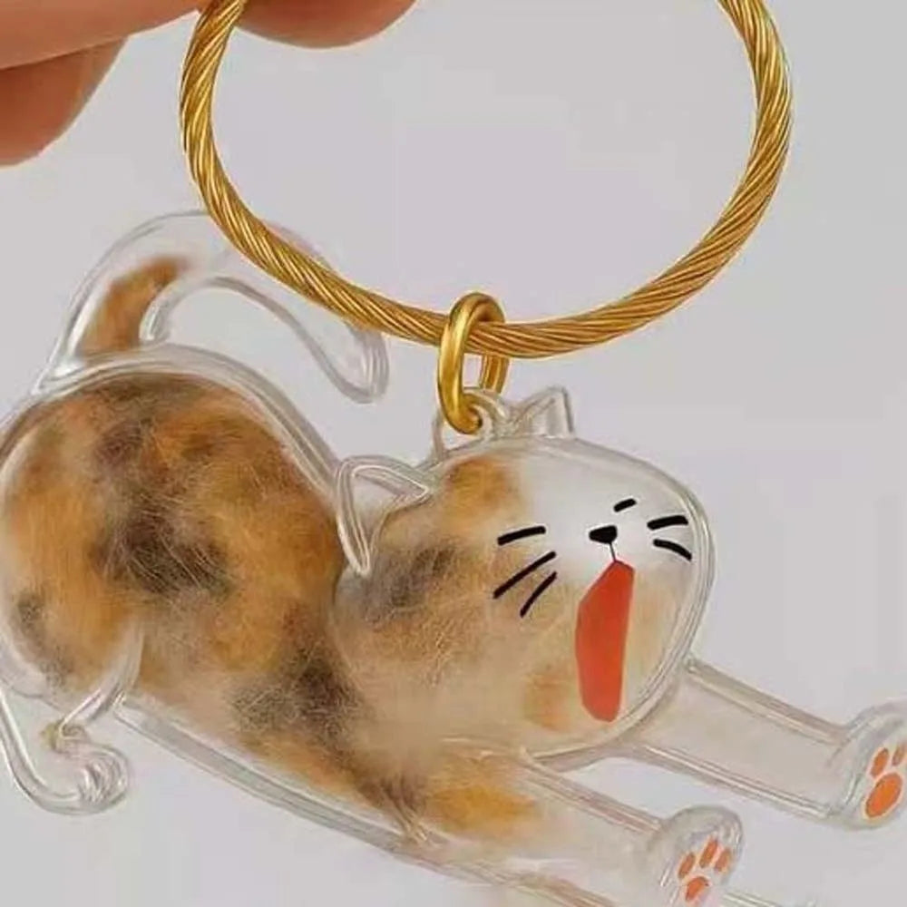 Transparent Acrylic Keychain Cat Hair Storage Capsule Handmade Animal Shaped Rabbit Hair Storage Box Cute Stylish