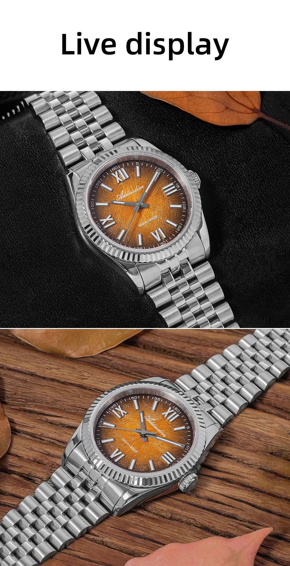 ADDIESDIVE 36mm Watch For Men BGW9 Luminous Jubilee Strap 100m Waterproof Sapphire Glass VH31 Movement Quartz Watch Reloj Hombre