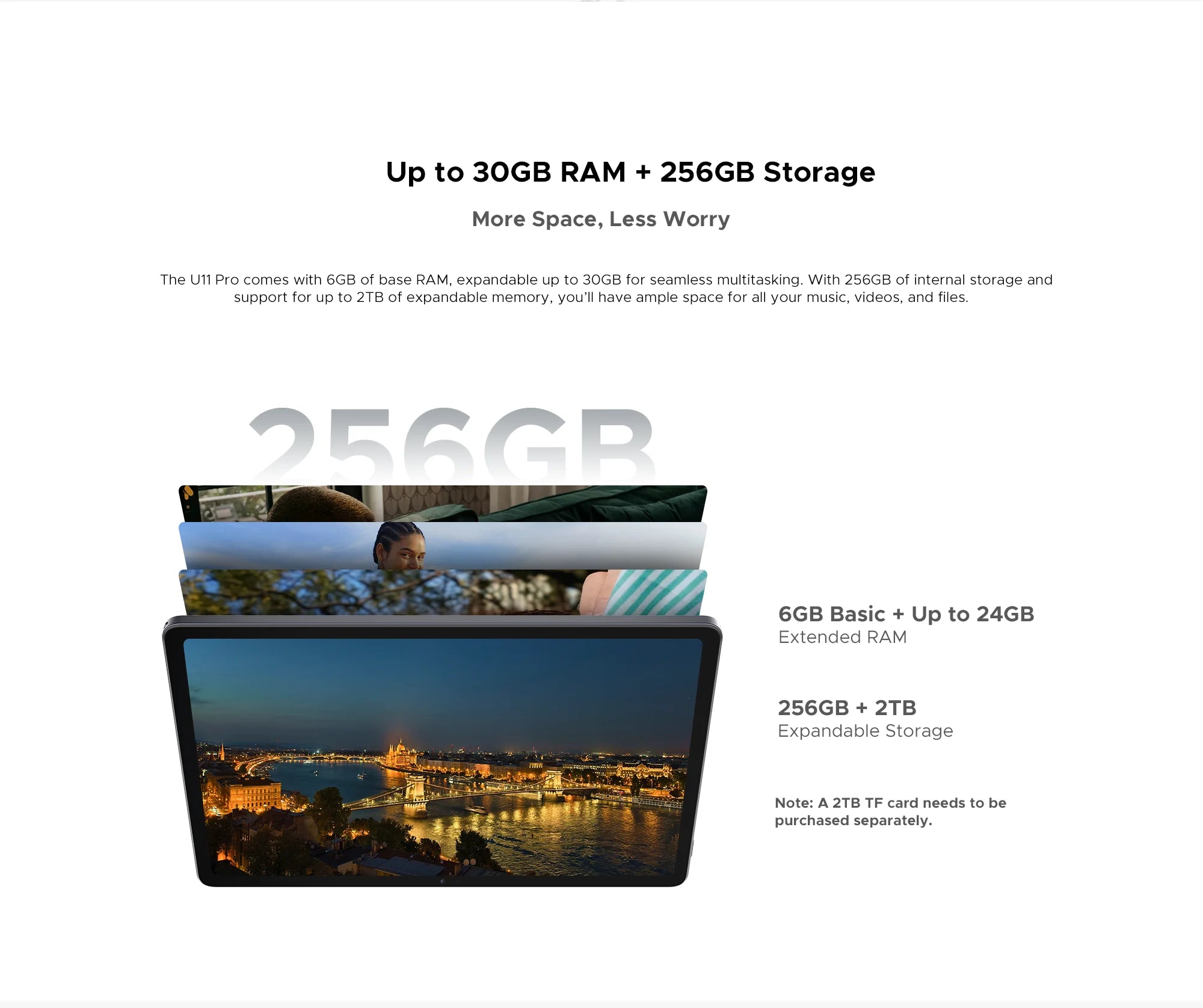 Global Version DOOGEE U11 Pro Android 15 Tablet PC 11 inch Ultra-clear 90Hz Display 30GB(6 + 24) 256GB 8580mAh Battery Tablet